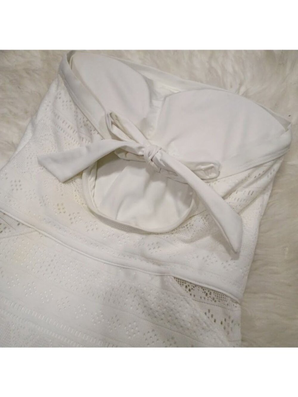 Anne Cole White Strapless Tie-Front One-Piece Swimsuit With Lace Details - Picture 4 of 11